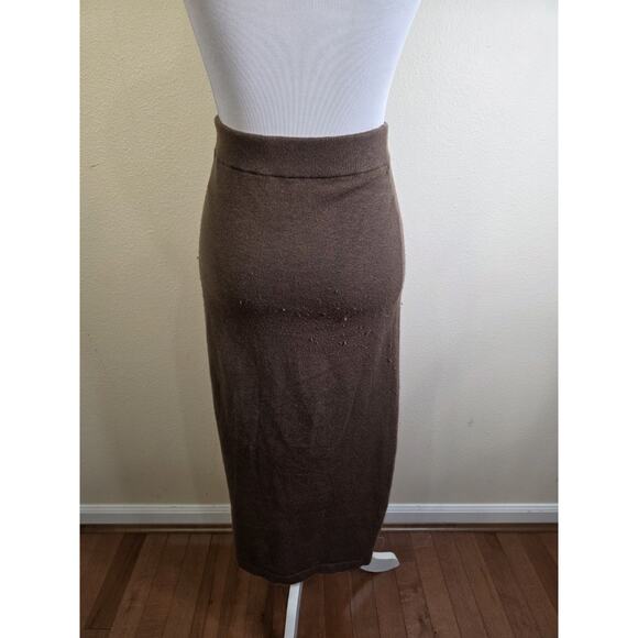 EXPRESS Mocha Brown Knit Duster Sweater Cardigan Skirt, and Tank Wool Small 3 Pc - Picture 13 of 16